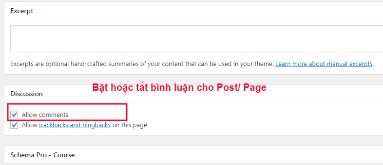 Bat hoac tat binh luan cho Post Page wordpress settings,cấu hình wordpress