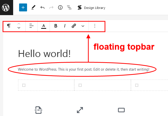 floating topbar sử dụng gutenberg,sử dụng block editor,hướng dẫn gutenberg,Gutenberg Block Editor