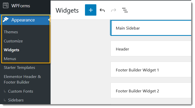menu widget customize widgets,Menu,Customize,Full-Site Editing