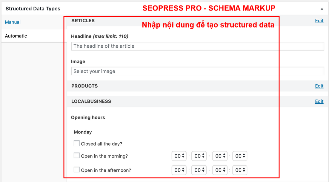 seopress pro schema structured data,schema markup,schema markup trên wordpress