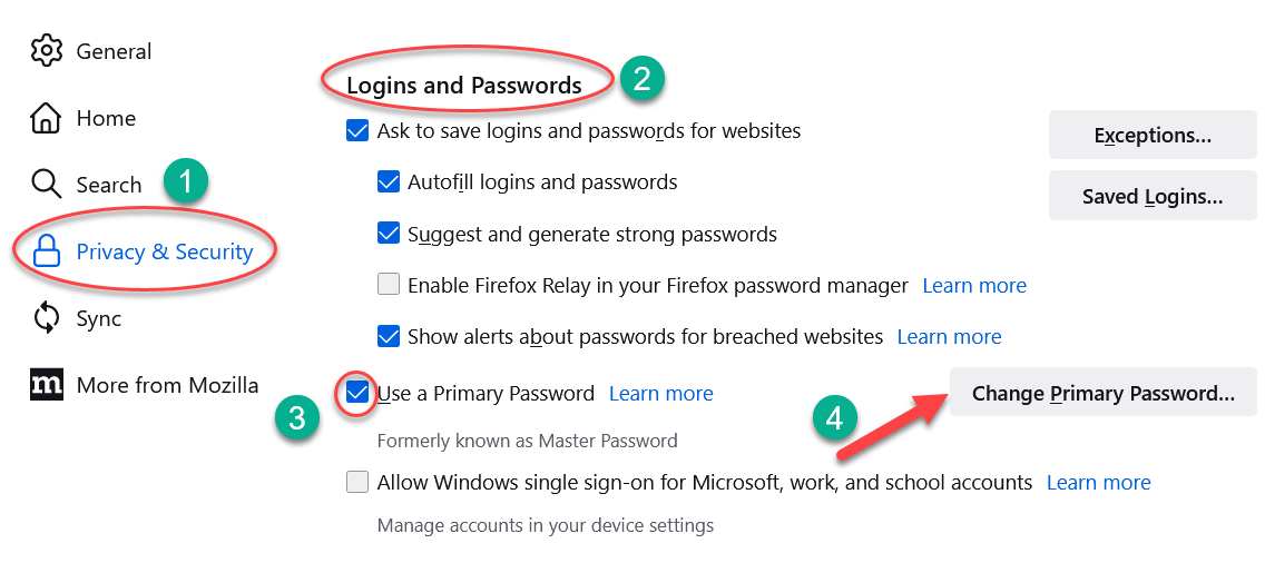 Master Password FireFox
