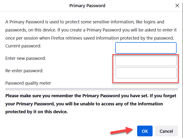 Tạo Master Password trên Firefox