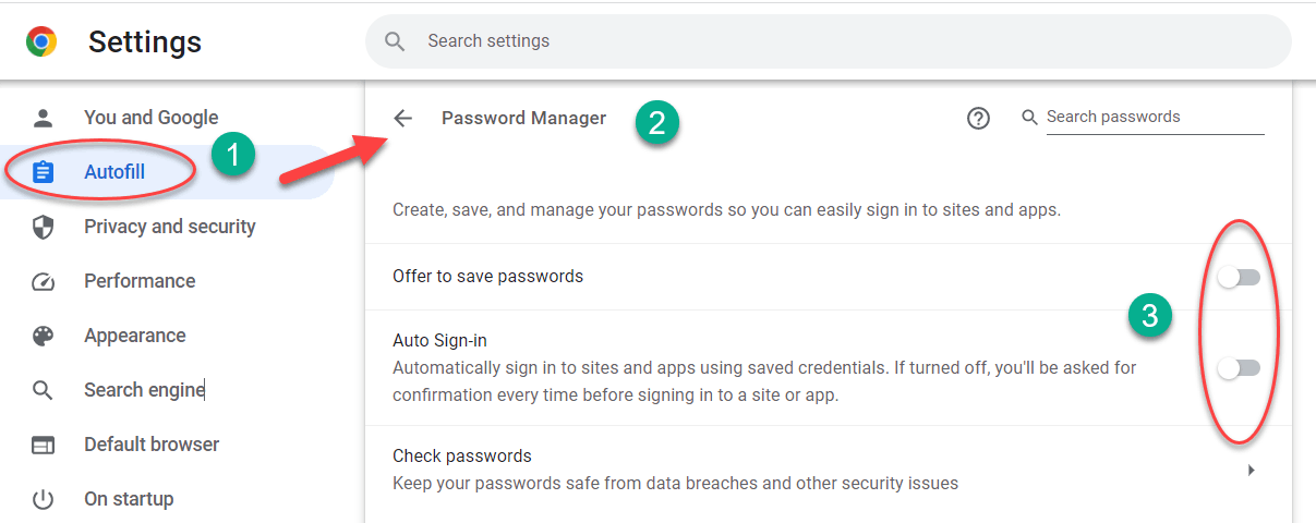 Tắt password trên Chrome