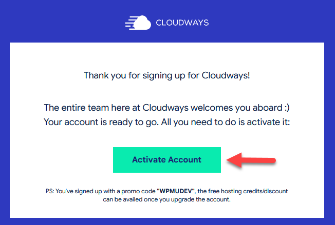 verify email cloudways $100 credits cloudways