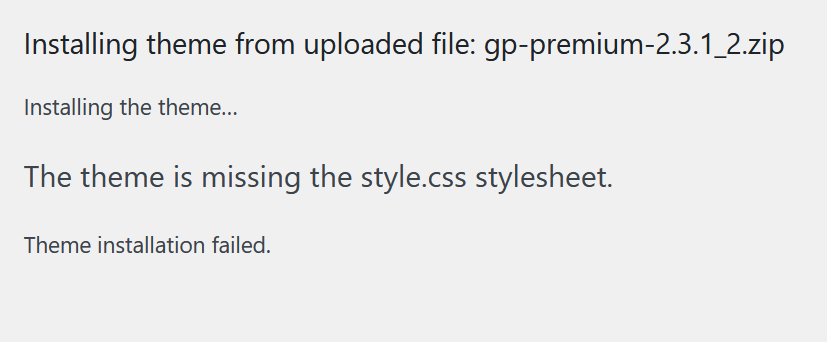 Lỗi WordPress The Style.css stylesheet missing.